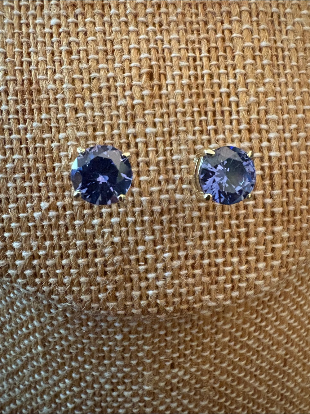 14k Gold over Solid Sterling Silver Tanzanite CZ Stud Earrings